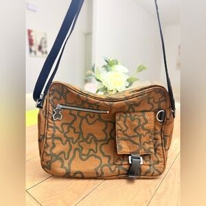 Tous Brown and Green Laptop Bag VINTAGE IN GREAT CONDITIONS💻 NYLON